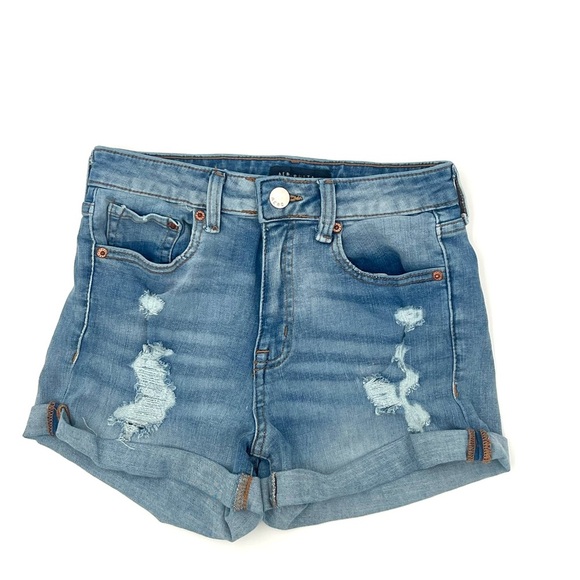 Aeropostale High Rise Curvy High Thrashed Stretchy Denim Jean Shorts Size 4 - Picture 6 of 9